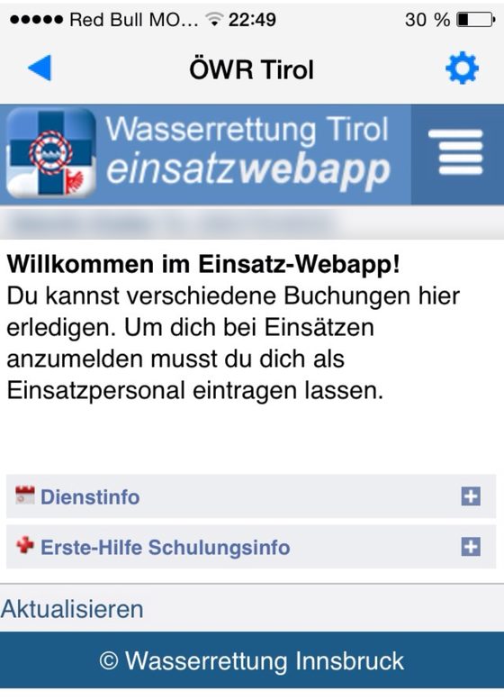 Bildschirmfoto der einsatzwebapp von 2014