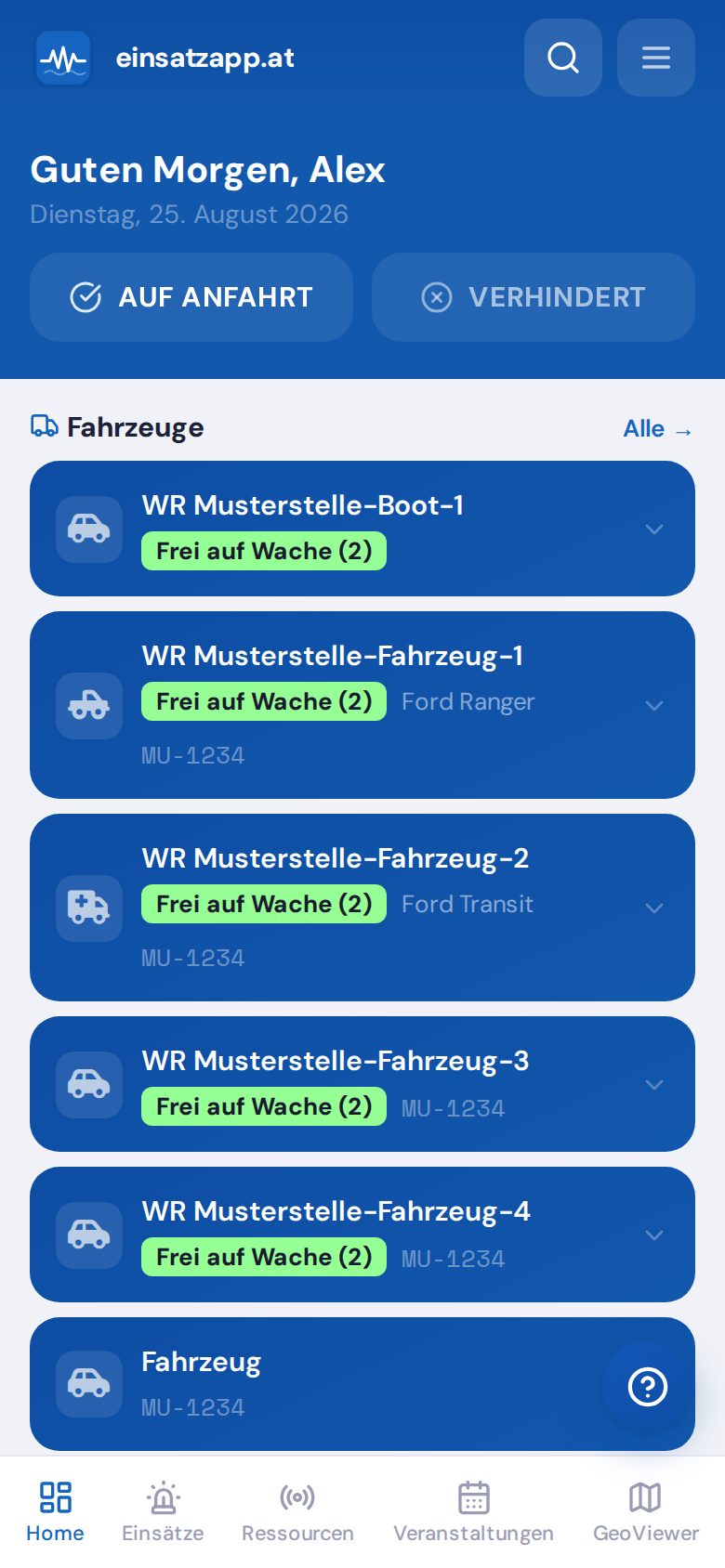 Runder Knopf mit Fragezeichen unten rechts am Bildschirmrand